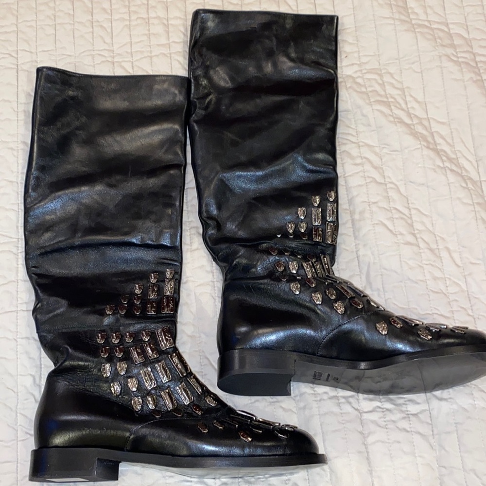 Samuele failli 38 8 tall black studded boots